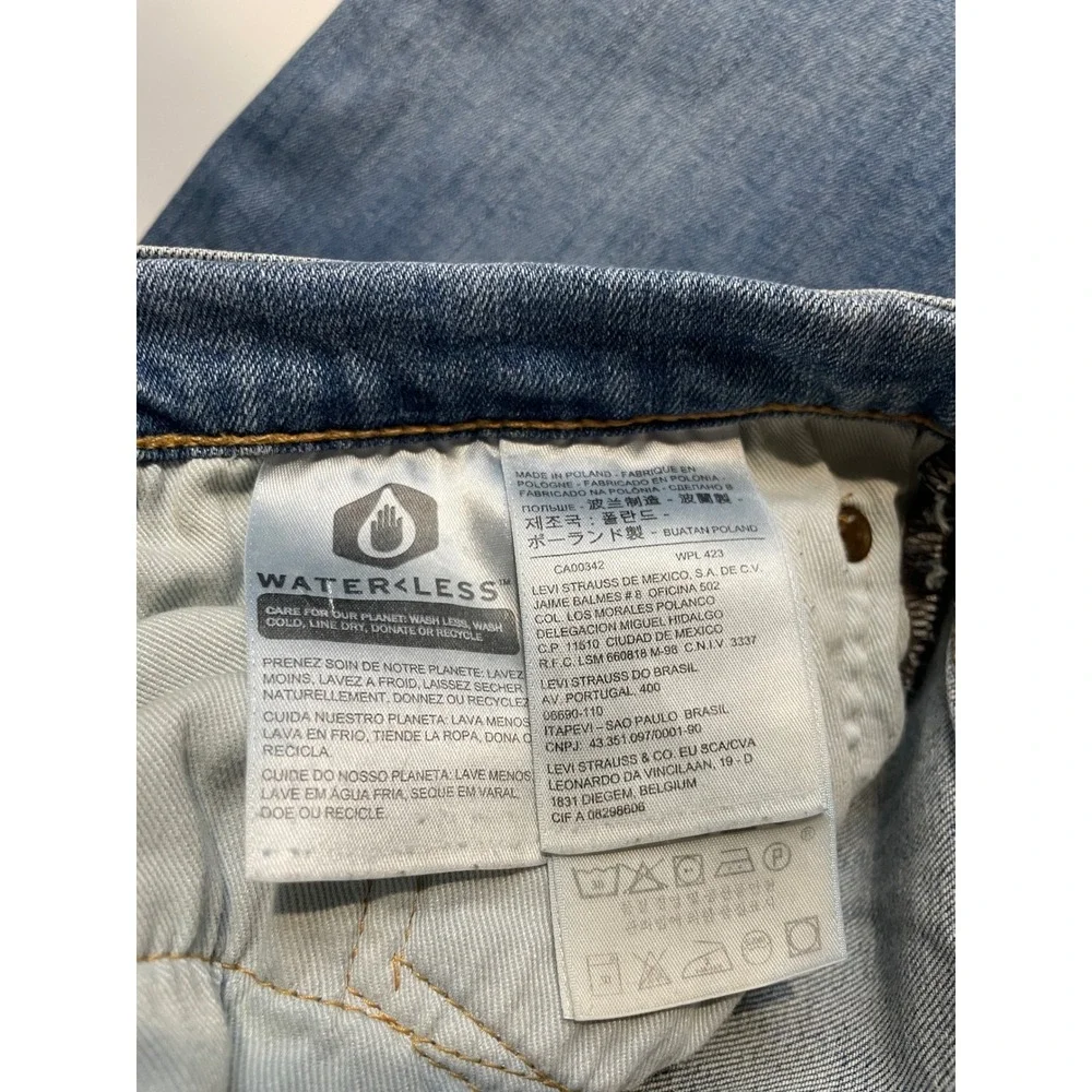 Levis Premium 511 Slim Fit Jeans Mens 36x34 Light Wash Blue WaterLess Denim
